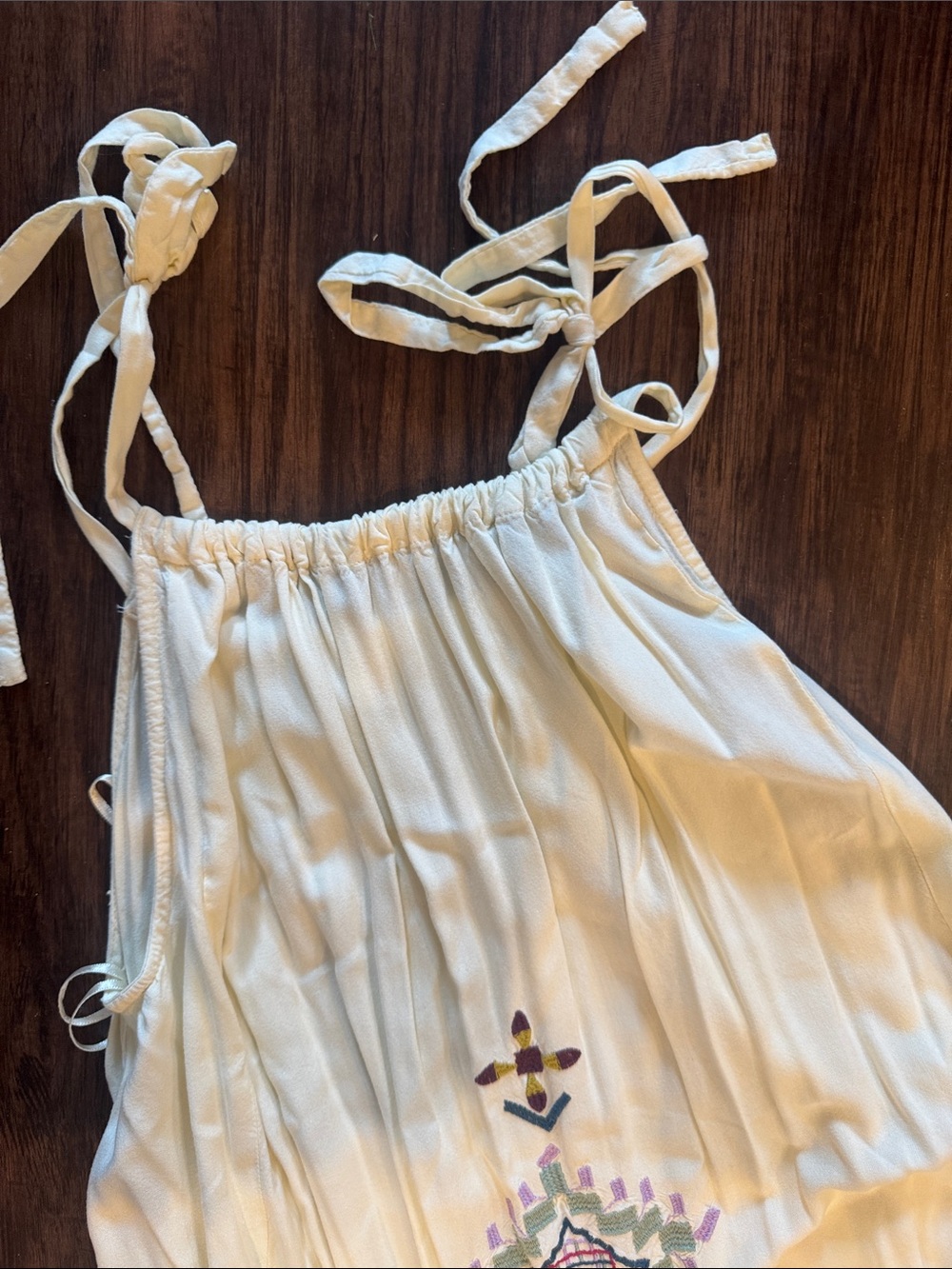 Anthropologie Cream Maxi Dress with Multicolor Embroidery - Picture 3 of 7